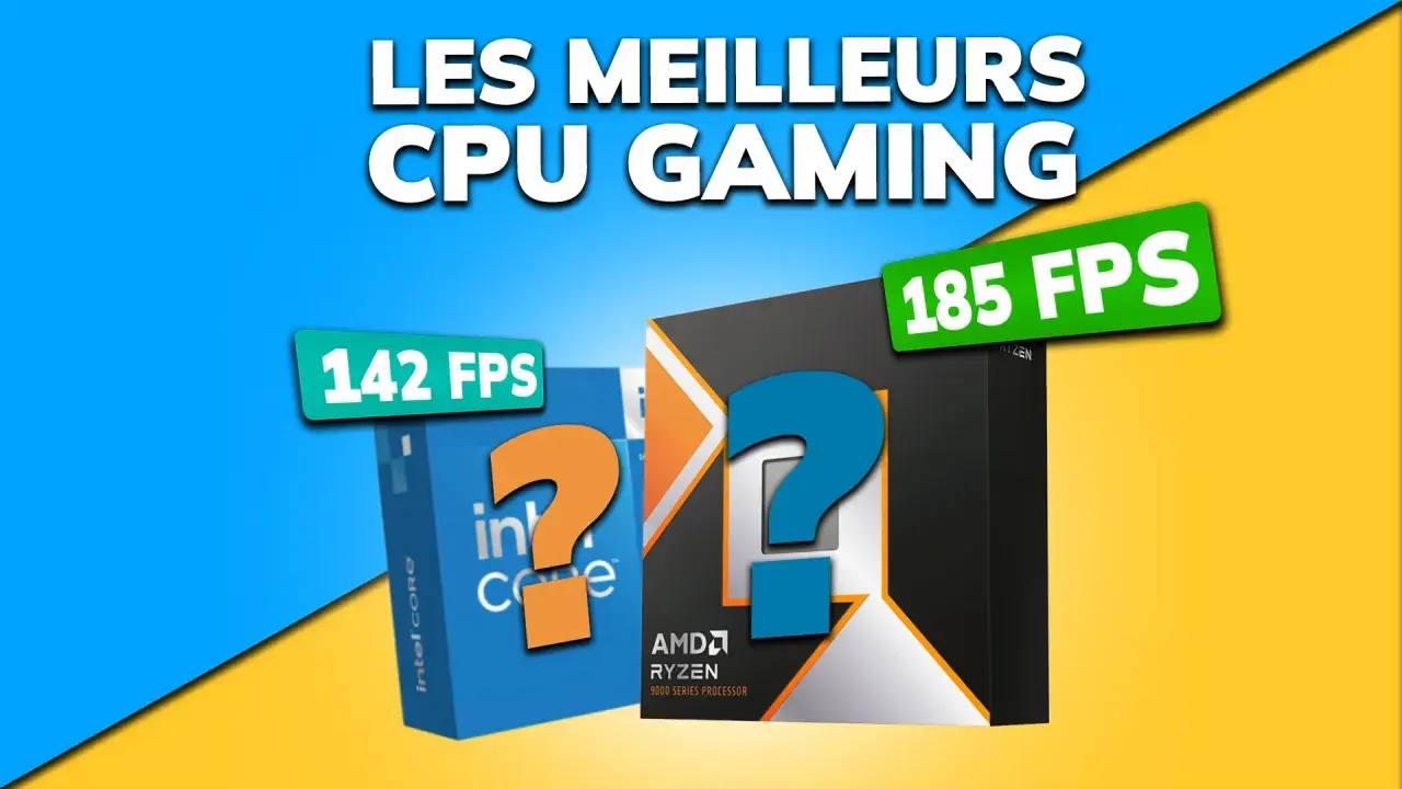 Comparaison de processeurs : Intel Core vs AMD Ryzen. La fréquence processeur impacte les FPS, ici 142 vs 185.
