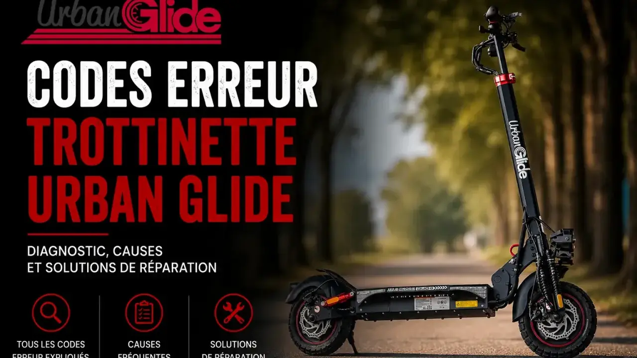 Codes erreur trottinette Urban Glide : diagnostic, causes et solutions de réparation. Si votre trottinette électrique s'allume que sur secteur, découvrez les explications.