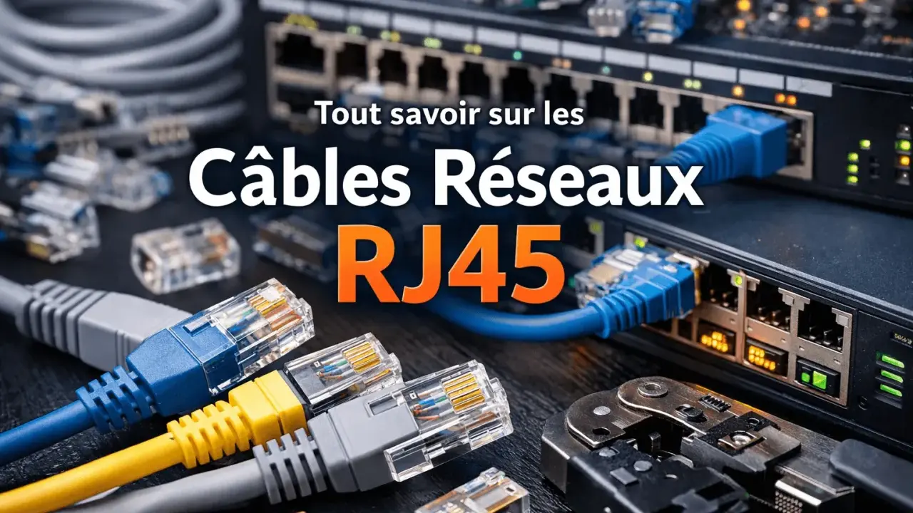Diversité des câbles réseau RJ45, avec des connecteurs transparents et colorés, prêts à être branchés sur des switchs.