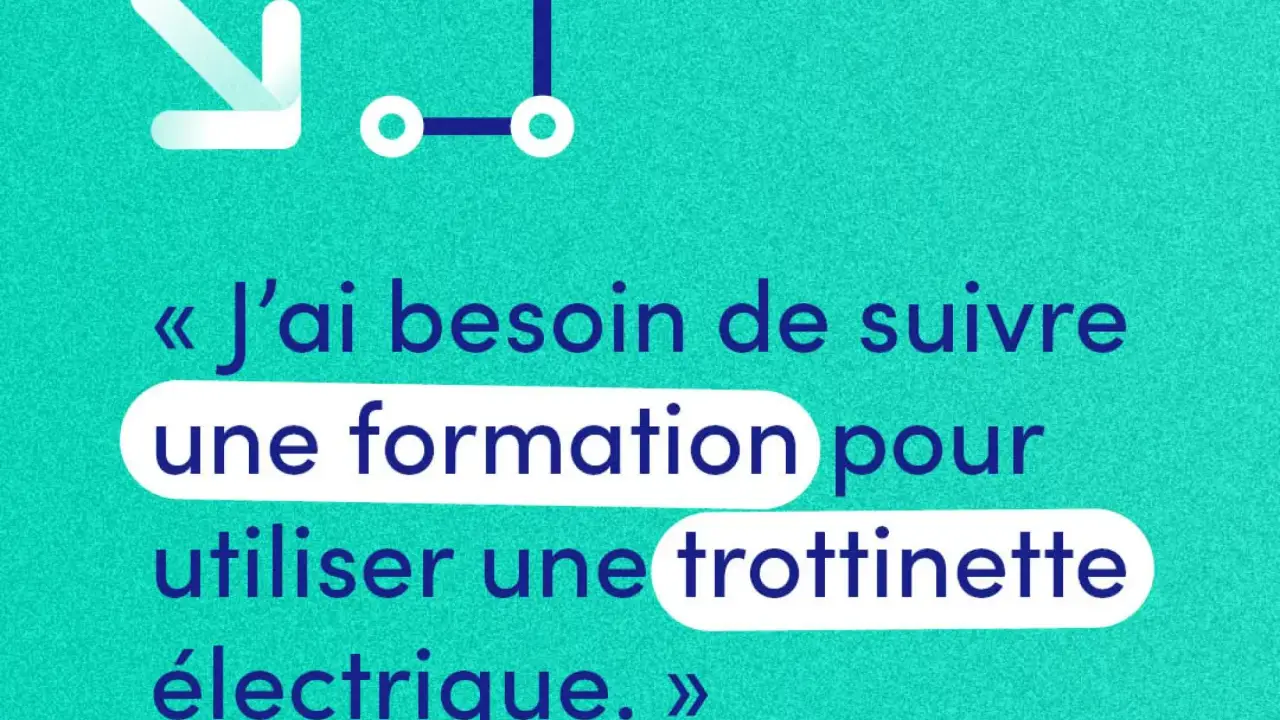 « J'ai besoin de suivre une formation pour utiliser une trottinette électrique. » Icône de trottinette.
