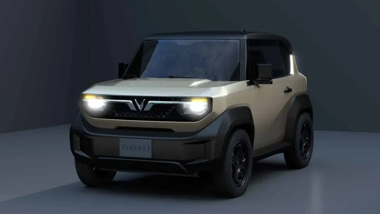 Le VinFast VF3, un SUV compact et audacieux, se présente avec un design distinctif, des phares LED lumineux et une allure robuste.