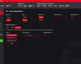Configuration d'un test de stress CPU + RAM, avec options pour le jeu de données, le mode, le type de charge, et les paramètres de thread pour évaluer la performance.