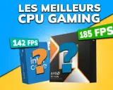 Comparaison de processeurs : Intel Core vs AMD Ryzen. La fréquence processeur impacte les FPS, ici 142 vs 185.
