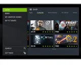 L'écran du Nvidia Shield Tablet affiche le magasin de jeux avec des titres comme Half-Life et Portal.