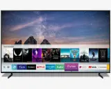 Écran de smart TV affichant des films récents et des applications de streaming. Un avis sur cette smart TV serait pertinent.