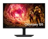 Écran Samsung Odyssey G5 affichant une scène de science-fiction avec des astronautes explorant un paysage volcanique. Idéal pour savoir comment choisir son écran gamer.