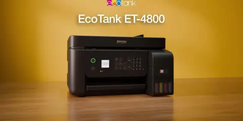 Imprimante Epson EcoTank ET-4800, parfaite pour des impressions de haute qualité avec une résolution de 4800 x 1200.