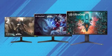 Trois moniteurs LG UltraGear affichent des scènes de jeux vidéo épiques, parfaits pour une expérience immersive en 24 ou 27 pouces pour jouer.