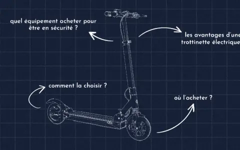 Schéma d'une trottinette électrique, illustrant son fonctionnement, son choix, son achat et ses avantages.
