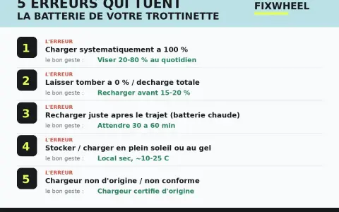 Guide pour l'entretien de la batterie de trottinette électrique : 5 erreurs à éviter pour prolonger sa durée de vie.