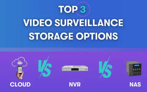 Comparaison des options de stockage pour l'enregistrement caméra surveillance : Cloud, NVR et NAS.