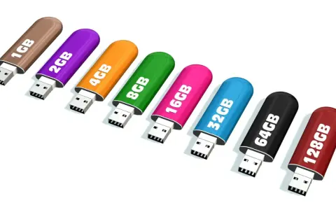 Une rangée de clés USB colorées, de 1 Go à 128 Go, prêtes à stocker vos données.