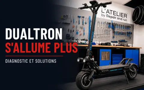 Un trottinette Dualtron Thunder ne s'allume plus. Diagnostic et solutions dans un atelier de réparation.