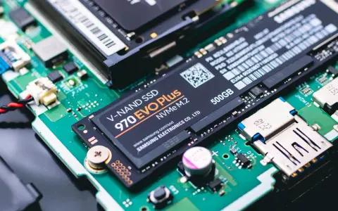 Carte mère avec un port SSD NVMe M.2 Samsung 970 EVO Plus 500 Go.