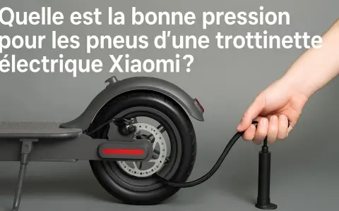 Maintenir la bonne pression pneu trottinette électrique Xiaomi est essentiel pour une conduite sûre et confortable. Une pompe est connectée à la roue.