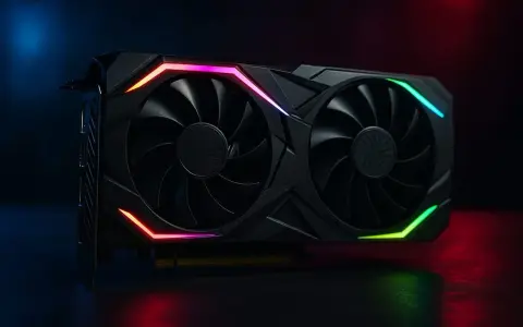 Carte graphique noire avec éclairage RGB, prête pour le ray tracing et des graphismes immersifs.