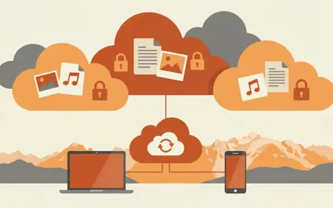 Illustration d'un ordinateur portable et d'un smartphone connectés à des nuages de données sécurisés, symbolisant la sauvegarde externe.