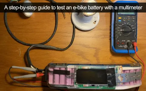 Comment tester une batterie 36v : un multimètre mesure la tension d'une batterie de vélo électrique.