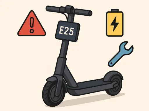 Icône pour réinitialiser trottinette électrique Wispeed : avertissement, batterie, clé à molette.