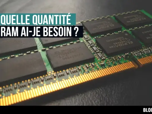 Une barrette de mémoire vive (RAM) avec des puces ELPIDA. Le texte demande "De quelle quantité de RAM ai-je besoin ?".