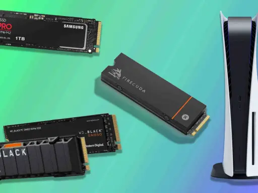 Une console PS5 avec plusieurs SSD M.2, dont un Samsung 980 PRO et des WD_BLACK SN850, prêts pour des jeux plus rapides.