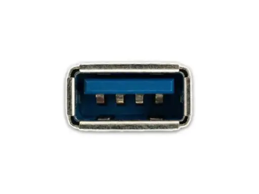 Port USB 3.0 avec son intérieur bleu distinctif, un indice visuel du code couleur USB pour une connexion rapide.