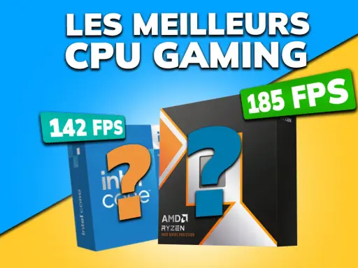 Comparaison de processeurs : Intel Core vs AMD Ryzen. La fréquence processeur impacte les FPS, ici 142 vs 185.