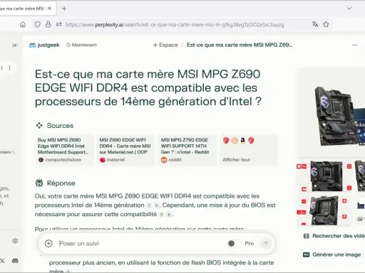 Carte mère MSI MPG Z690 EDGE WIFI DDR4 compatible avec processeurs Intel 14ème gen. Vérifier la compatibilité processeur et la mise à jour du BIOS.