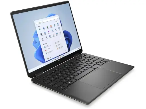 Ordinateur portable HP Spectre, idéal pour une configuration PC pour Photoshop et Lightroom. Son écran affiche Windows 11.