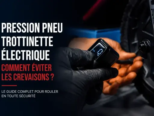 Maintenir la pression pneu trottinette 11 pouces est essentiel pour éviter les crevaisons. Un manomètre numérique vérifie la pression.
