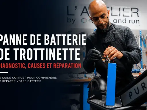 Un technicien répare une batterie de trottinette électrique, abordant le problème de panne. Diagnostic, causes et réparation.