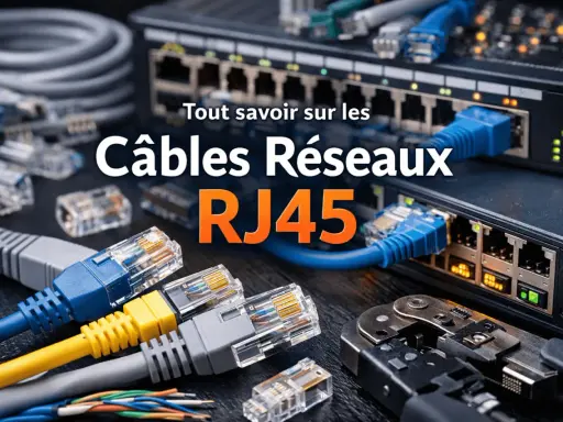 Diversité des câbles réseau RJ45, avec des connecteurs transparents et colorés, prêts à être branchés sur des switchs.