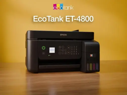 Imprimante Epson EcoTank ET-4800, parfaite pour des impressions de haute qualité avec une résolution de 4800 x 1200.