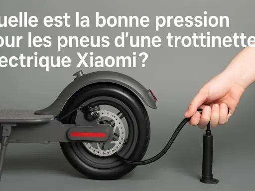 Maintenir la bonne pression pneu trottinette électrique Xiaomi est essentiel pour une conduite sûre et confortable. Une pompe est connectée à la roue.