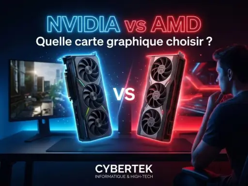 Comparaison NVIDIA vs AMD : quelle carte graphique choisir pour votre PC gamer ? Deux cartes graphiques s'affrontent.