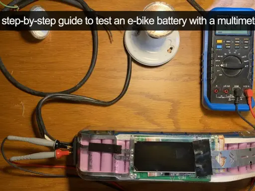 Comment tester une batterie 36v : un multimètre mesure la tension d'une batterie de vélo électrique.