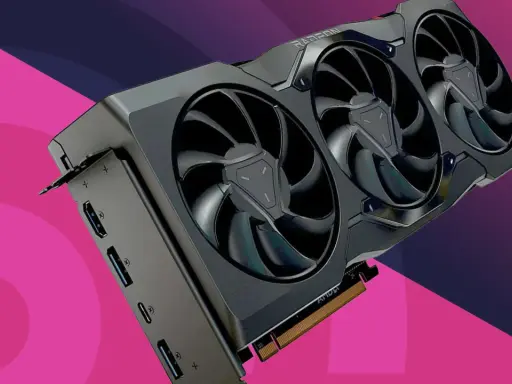 Carte graphique Radeon avec trois ventilateurs, prête pour des performances extrêmes.