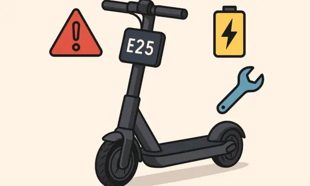 Icône pour réinitialiser trottinette électrique Wispeed : avertissement, batterie, clé à molette.