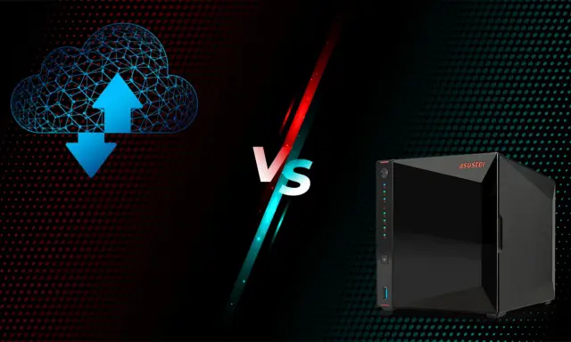 Comparaison entre le stockage cloud et un support de stockage informatique NAS Asustor.