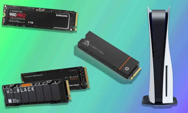 Une console PS5 avec plusieurs SSD M.2, dont un Samsung 980 PRO et des WD_BLACK SN850, prêts pour des jeux plus rapides.