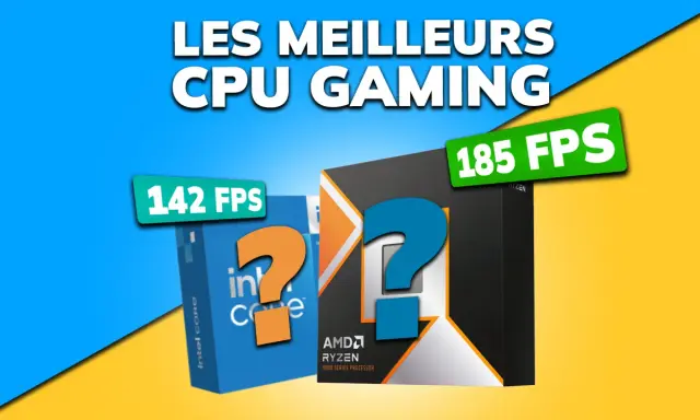 Comparaison de processeurs : Intel Core vs AMD Ryzen. La fréquence processeur impacte les FPS, ici 142 vs 185.