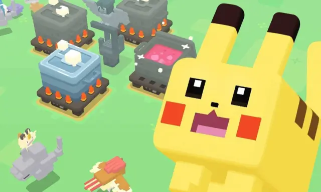 Pikachu et d'autres Pokémon dans un style cubique, rappelant les meilleurs jeux Android.