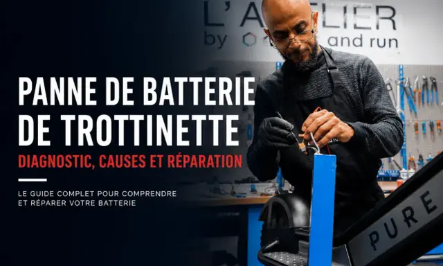 Un technicien répare une batterie de trottinette électrique, abordant le problème de panne. Diagnostic, causes et réparation.