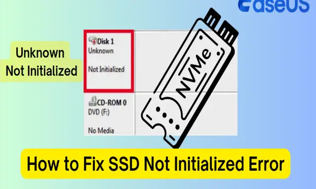 Un disque SSD NVMe inconnu et non initialisé, affiché dans la gestion des disques. Comment résoudre l'erreur "SSD non initialisé".
