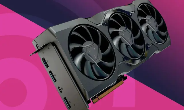 Carte graphique Radeon avec trois ventilateurs, prête pour des performances extrêmes.