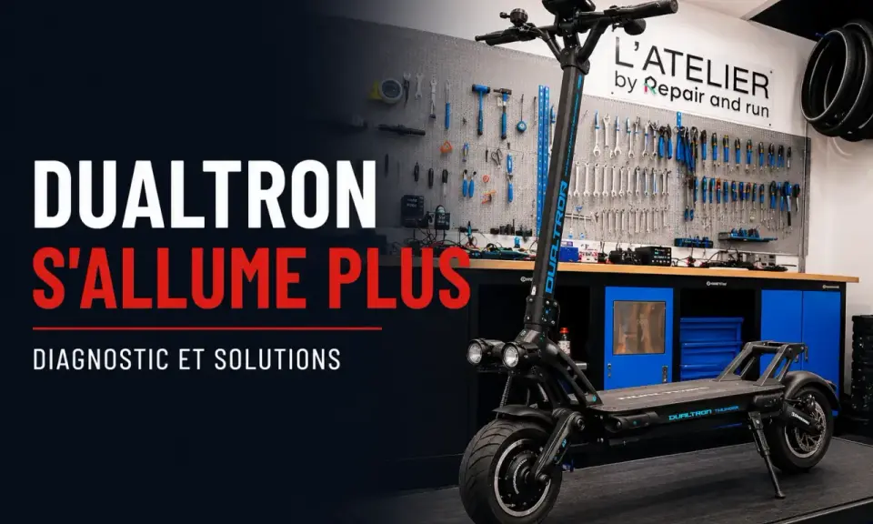 Un trottinette Dualtron Thunder ne s'allume plus. Diagnostic et solutions dans un atelier de réparation.