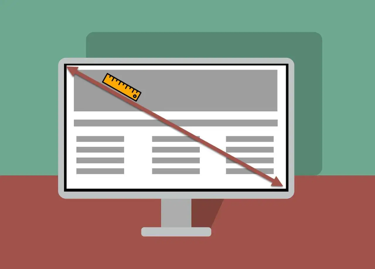 Illustration montrant comment connaitre la taille de son écran pc avec une règle mesurant la diagonale.