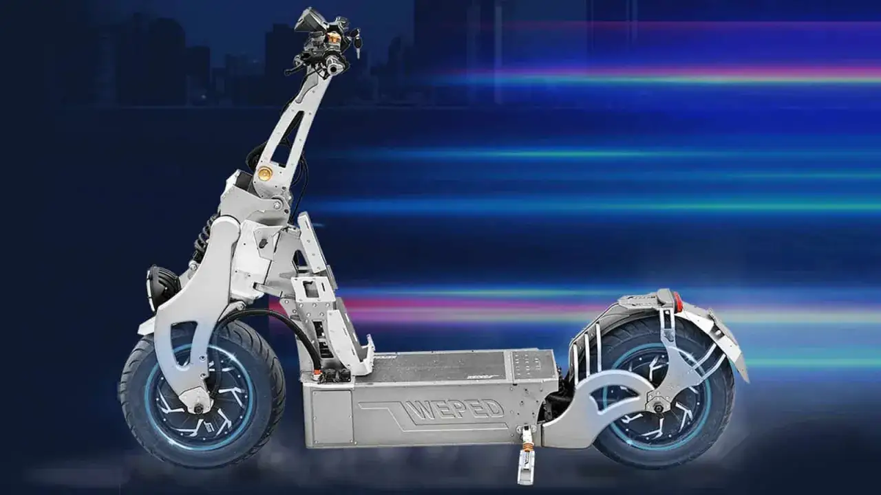 Trottinette électrique WEPED, conçue pour la vitesse. Imaginez la trottinette électrique la plus rapide du monde, prête à fendre l'air.